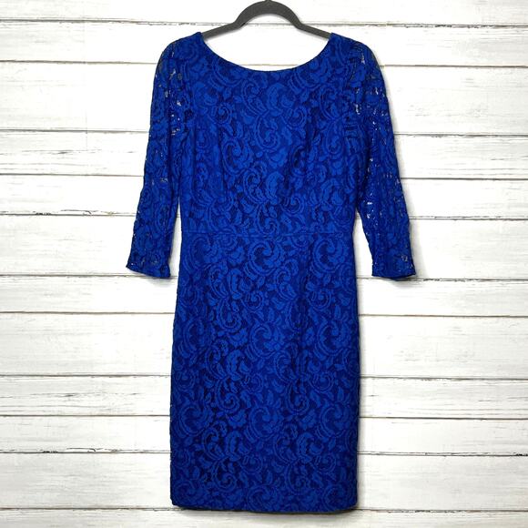 J. Crew Natalia Blue Lace Sheath Dress Size 8 - Picture 1 of 12